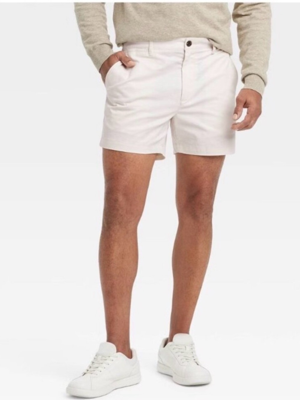 Goodfellow & Co Light Cream Flat-Front Chino Shorts